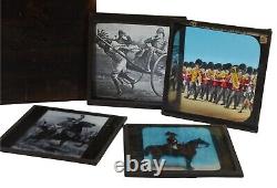 Magic Lantern Slides Boxes, with 33 Magic Lantern Slides, Antique