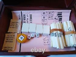 Mah Jong Set 148 Tiles Sticks Book in 5 Drawer Wooden Storage Box Vintage Jongg