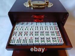 Mah Jong Set 148 Tiles Sticks Book in 5 Drawer Wooden Storage Box Vintage Jongg