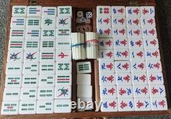 Mah Jong Set In Wooden Case / Box 148 Tiles Mahjong Jongg Vintage Heavy