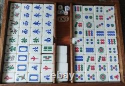 Mah Jong Set In Wooden Case / Box 148 Tiles Mahjong Jongg Vintage Heavy