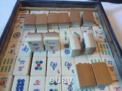 Mah Jong Set Oriental Wooden Box 148 Tiles Case Mahjong Jongg Vintage Rare 2