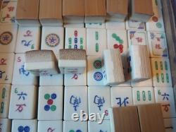 Mah Jong Set Oriental Wooden Box 148 Tiles Case Mahjong Jongg Vintage Rare 2