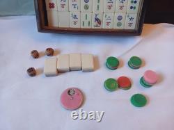 Mah Jong Set Oriental Wooden Box 148 Tiles Case Mahjong Jongg Vintage Rare 2