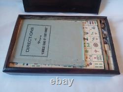 Mah Jong Set Oriental Wooden Box 148 Tiles Case Mahjong Jongg Vintage Rare 2