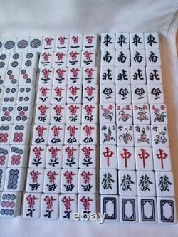 Mah Jong Set Wooden Box 144 Extra Large Green Tiles Book Sticks Mahjong Jongg