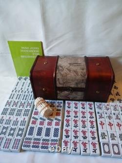 Mah Jong Set Wooden Box 144 Extra Large Green Tiles Book Sticks Mahjong Jongg