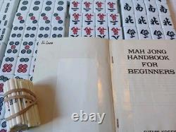 Mah Jong Set Wooden Box 144 Extra Large Green Tiles Book Sticks Mahjong Jongg