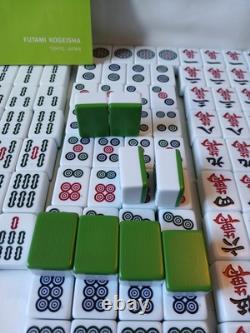 Mah Jong Set Wooden Box 144 Extra Large Green Tiles Book Sticks Mahjong Jongg