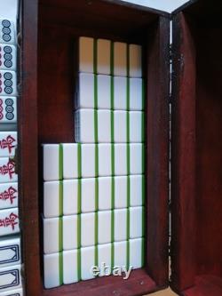 Mah Jong Set Wooden Box 144 Extra Large Green Tiles Book Sticks Mahjong Jongg