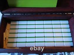 Mah Jong Set Wooden Box 144 Extra Large Green Tiles Book Sticks Mahjong Jongg