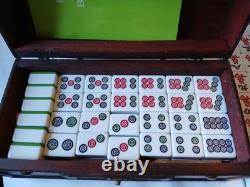 Mah Jong Set Wooden Box 144 Extra Large Green Tiles Book Sticks Mahjong Jongg