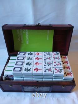Mah Jong Set Wooden Box 144 Extra Large Green Tiles Book Sticks Mahjong Jongg
