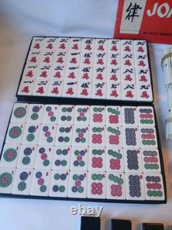 Mah Jong Set Wooden Box 148 Black Backed Tiles Book Sticks Mahjong Jongg Vintage