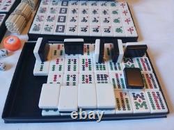 Mah Jong Set Wooden Box 148 Black Backed Tiles Book Sticks Mahjong Jongg Vintage