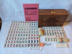 Mah Jong Set & Wooden Box 148 Large Tiles Book Count Sticks Mahjong Jongg Rare