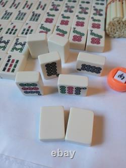 Mah Jong Set & Wooden Box 148 Large Tiles Book Count Sticks Mahjong Jongg Rare