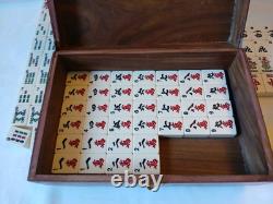 Mah Jong Set & Wooden Box 148 Large Tiles Book Count Sticks Mahjong Jongg Rare