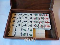 Mah Jong Set & Wooden Box 148 Large Tiles Book Count Sticks Mahjong Jongg Rare