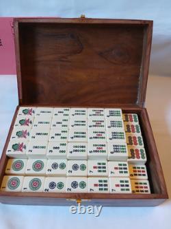 Mah Jong Set & Wooden Box 148 Large Tiles Book Count Sticks Mahjong Jongg Rare