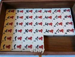 Mah Jong Set & Wooden Box 148 Large Tiles Book Count Sticks Mahjong Jongg Rare