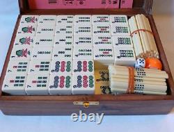 Mah Jong Set & Wooden Box 148 Large Tiles Book Count Sticks Mahjong Jongg Rare