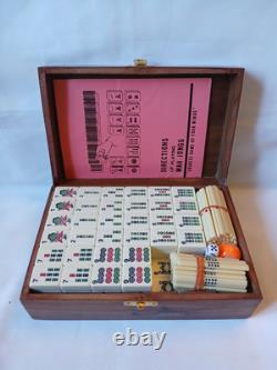 Mah Jong Set & Wooden Box 148 Large Tiles Book Count Sticks Mahjong Jongg Rare