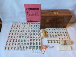 Mah Jong Set & Wooden Box 148 Large Tiles Book Count Sticks Mahjong Jongg Rare