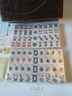 Mah Jong Set Wooden Box 148 Tiles Mainly Sealed New Book Sticks Mahjong Jongg