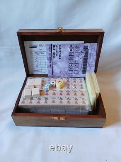 Mah Jong Set Wooden Box 148 Tiles Mainly Sealed New Book Sticks Mahjong Jongg