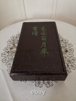 Mah Jong Set in Oriental Wooden Box 144 Tiles Case Mahjong Jongg Vintage