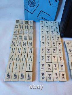Mah Jong Set in Oriental Wooden Box 144 Tiles Case Mahjong Jongg Vintage Rare 1