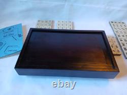 Mah Jong Set in Oriental Wooden Box 144 Tiles Case Mahjong Jongg Vintage Rare 1