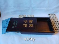 Mah Jong Set in Oriental Wooden Box 144 Tiles Case Mahjong Jongg Vintage Rare 1