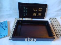 Mah Jong Set in Oriental Wooden Box 144 Tiles Case Mahjong Jongg Vintage Rare 1