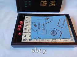 Mah Jong Set in Oriental Wooden Box 144 Tiles Case Mahjong Jongg Vintage Rare 1