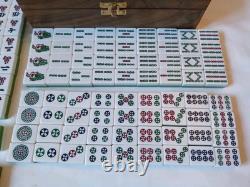 Mah Jong Set in Wooden Box 148 Large Tiles Book Sticks Mahjong Jongg Vintage