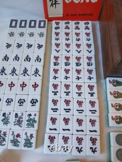 Mah Jong Set in Wooden Box 148 Large Tiles Book Sticks Mahjong Jongg Vintage