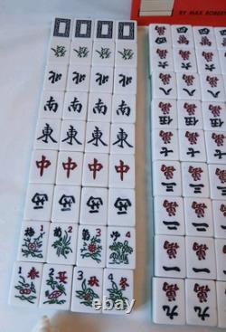 Mah Jong Set in Wooden Box 148 Large Tiles Book Sticks Mahjong Jongg Vintage