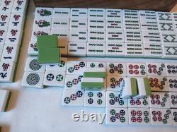 Mah Jong Set in Wooden Box 148 Large Tiles Book Sticks Mahjong Jongg Vintage