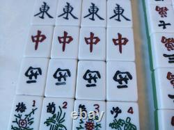 Mah Jong Set in Wooden Box 148 Large Tiles Book Sticks Mahjong Jongg Vintage