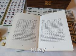 Mah Jong Set in Wooden Box 148 Large Tiles Book Sticks Mahjong Jongg Vintage