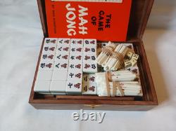 Mah Jong Set in Wooden Box 148 Large Tiles Book Sticks Mahjong Jongg Vintage