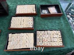 Mah Jong Vintage Antique 1920s Bamboo Wooden Box Set 235 + Pieces 146 Tiles