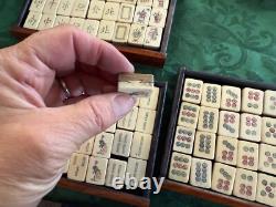 Mah Jong Vintage Antique 1920s Bamboo Wooden Box Set 235 + Pieces 146 Tiles