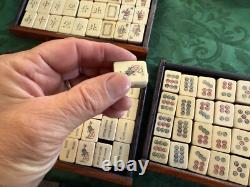 Mah Jong Vintage Antique 1920s Bamboo Wooden Box Set 235 + Pieces 146 Tiles
