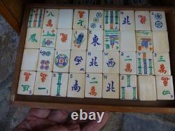 Mah Jong Vintage Antique 1923 Bamboo Wooden Box Set 135 Pieces & 148 Tiles
