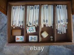 Mah Jong Vintage Antique 1923 Bamboo Wooden Box Set 135 Pieces & 148 Tiles
