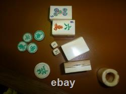 Mah Jong Vintage Antique 1923 Bamboo Wooden Box Set 135 Pieces & 148 Tiles