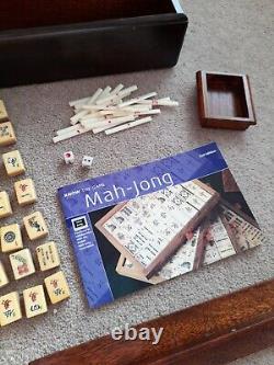 Mah-jongg Jong Set Chinese Game Vintage Bamboo Case Jackpot Wooden Box Rare